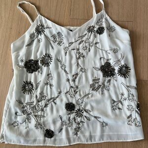 White House Black Market Black and White Floral Camisole